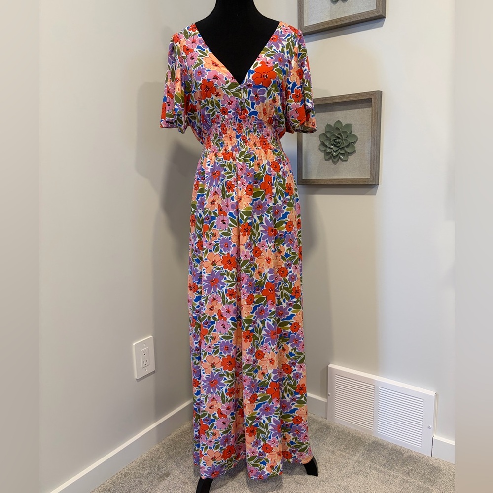 Never Worn! Anthropologie Abel The Label Floral Maxi Dress With Leg Slit